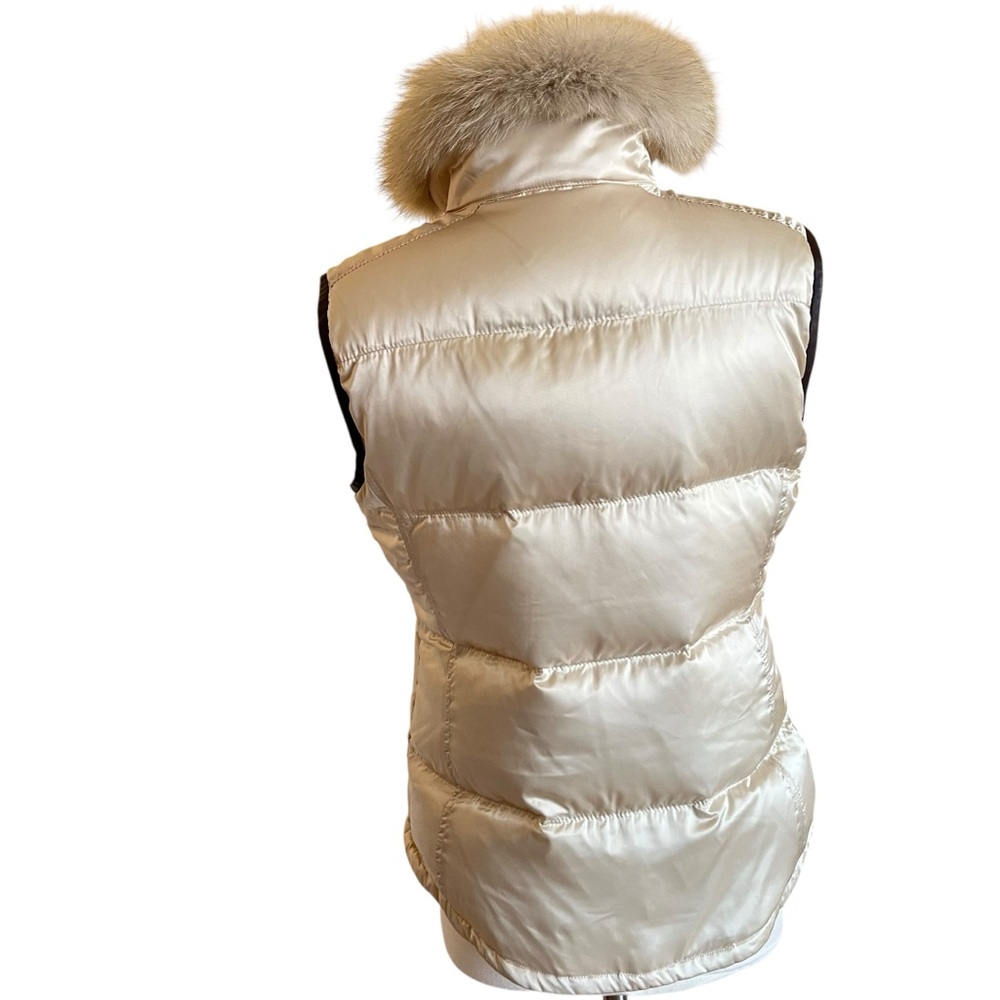 Prada Down Puffer Vest | Fox Fur Trim | Brown Leather Trim | Size US M (8–10) - Picture 6 of 16